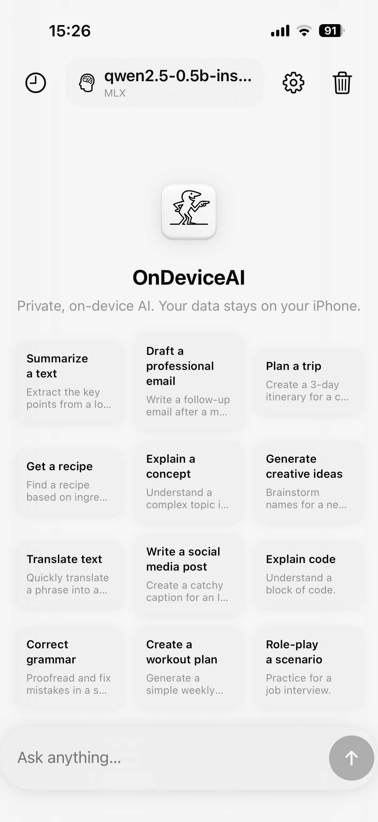 OnDeviceAI Main Interface